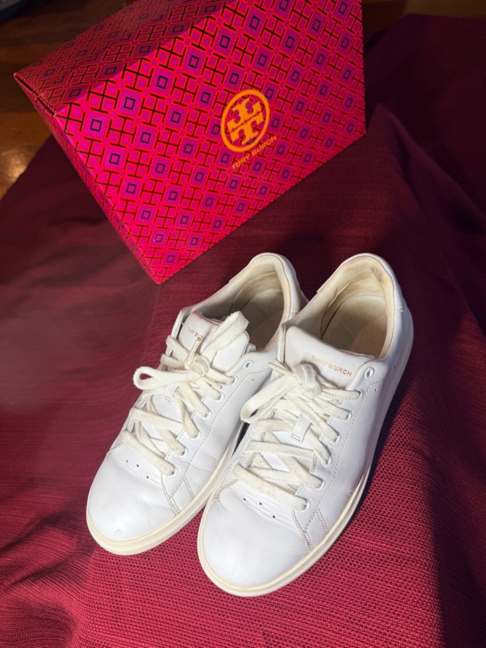 Tory Burch Howell Court Smooth Calf Sneakers in Titanium White